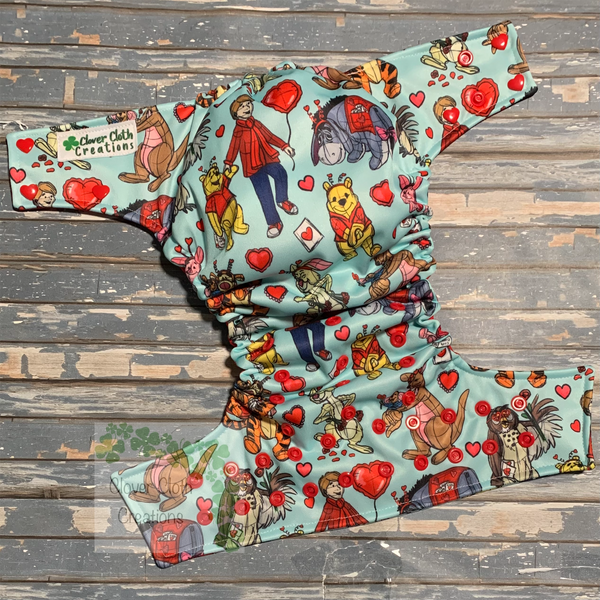 Pooh Valentine Cloth Diaper - Made to Order