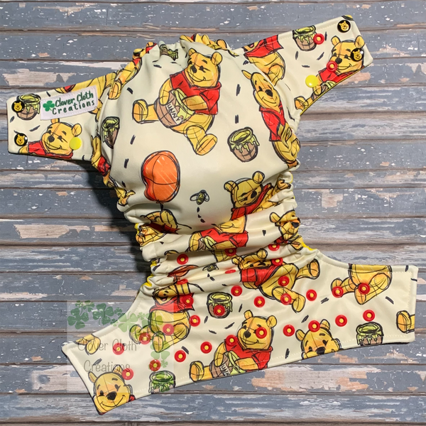 Pooh Tossed Cloth Diaper - Made to Order