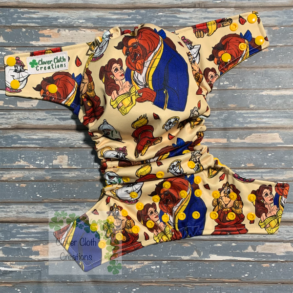 Sketch Beauty and the Beast Cloth Diaper - Made to Order