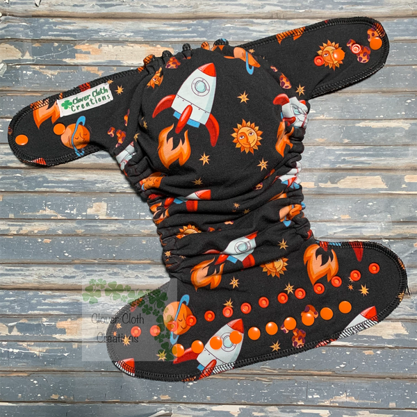Rockets Fitted Cloth Diaper - Made to Order