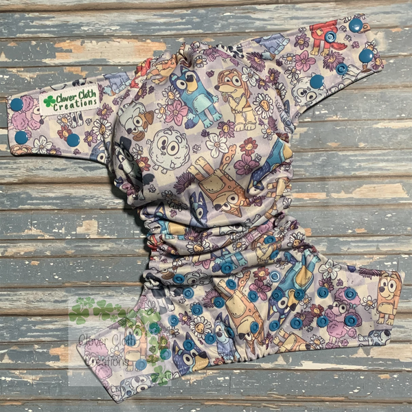 Checkered Bluey Cloth Diaper - Made to Order