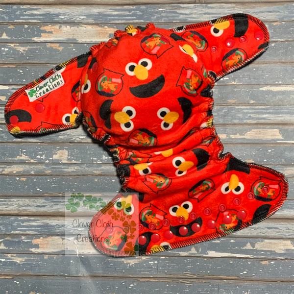 Elmo Minky Hybrid Fitted Cloth Diaper - Made to Order