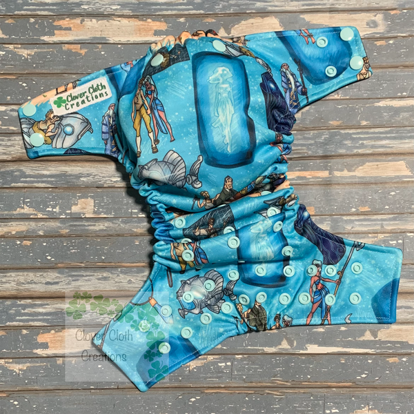 Blue Atlantis Cloth Diaper - Made to Order