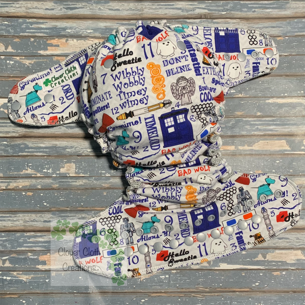 Dr Who Hybrid Fitted Cloth Diaper - Made to Order