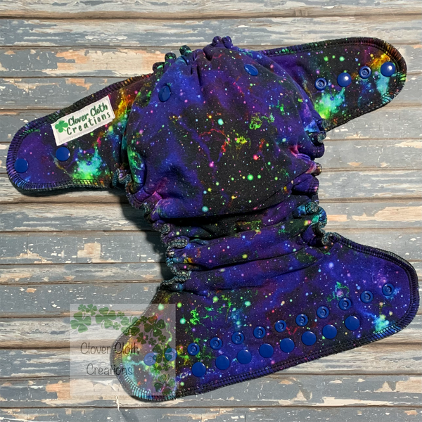 Blue Galaxy Hybrid Fitted Cloth Diaper - Made to Order