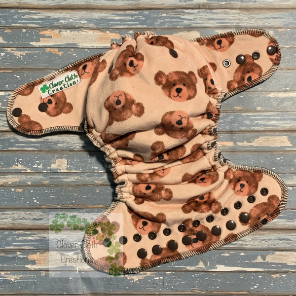 Brown Bear Minky Hybrid Fitted Cloth Diaper - Made to Order