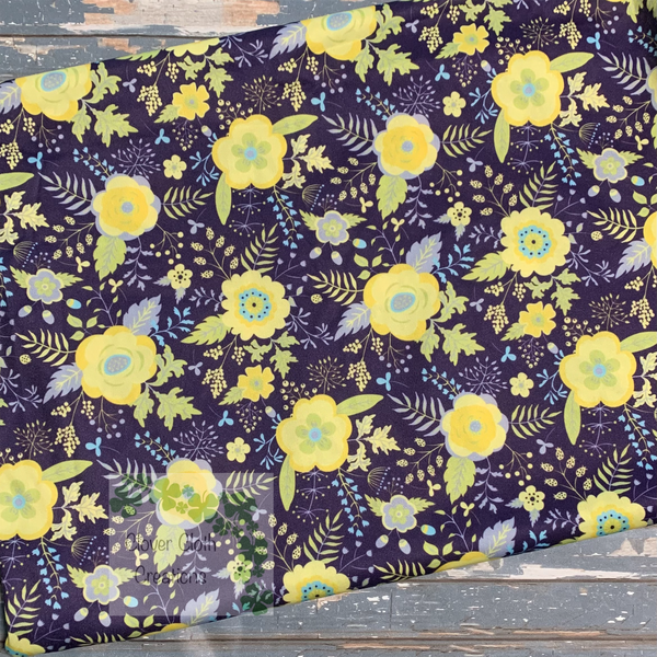 Yellow and Navy Floral Cloth Pad - Made to Order