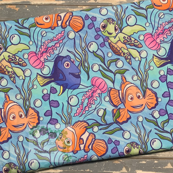 Sketch Fish Fitted Cloth Diaper - Made to Order