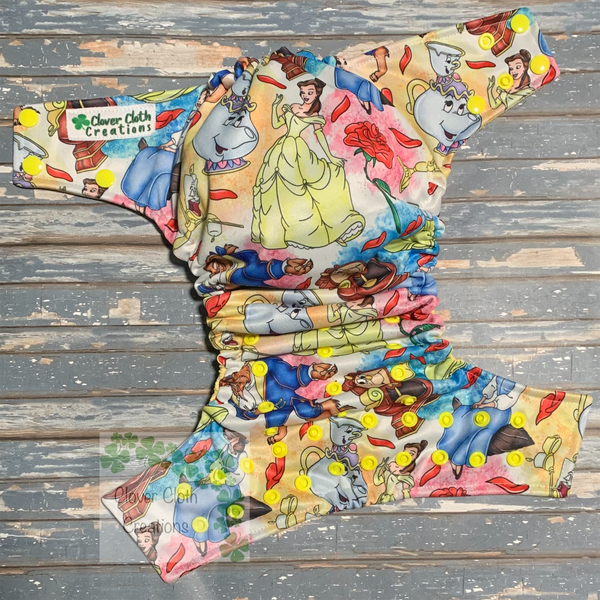 Beauty and the Beast Splatter Cloth Diaper - Made to Order