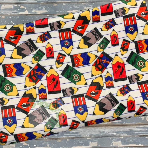Superhero Pencils Minky Hybrid Fitted Cloth Diaper - Made to Order