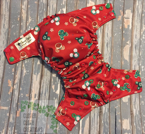 Red Mouse Cookie Cloth Diaper - Made to Order