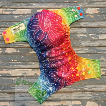 Rainbow Doodle Cloth Diaper - Made to Order