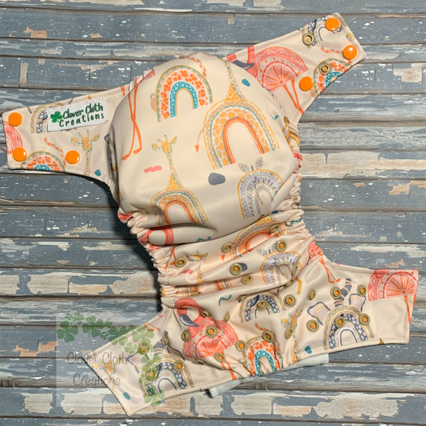 Animal Rainbows Cloth Diaper - Made to Order