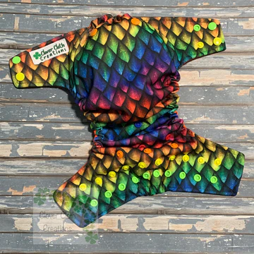 Rainbow Dragon Scales Cloth Diaper - Made to Order