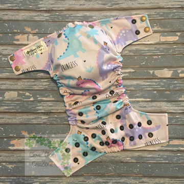 Dino Princess Cloth Diaper - Made to Order