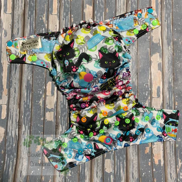 Frazzled Kitty Cloth Diaper - Made to Order
