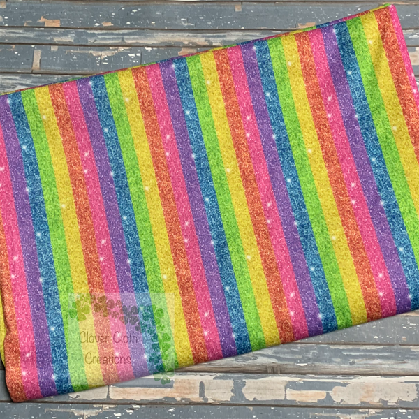 Rainbow Glitter Stripes Cloth Diaper - Made to Order