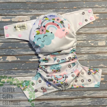 Rainbow Balloons Cloth Diaper - Made to Order