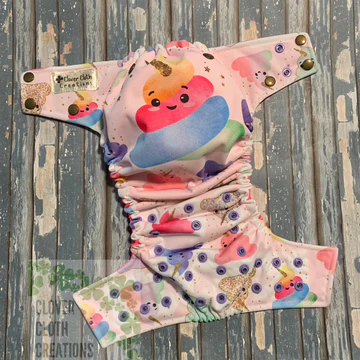 Rainbow Poop Cloth Diaper - Made to Order
