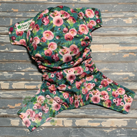Teal Watercolor Blossoms Cloth Diaper - Made to Order