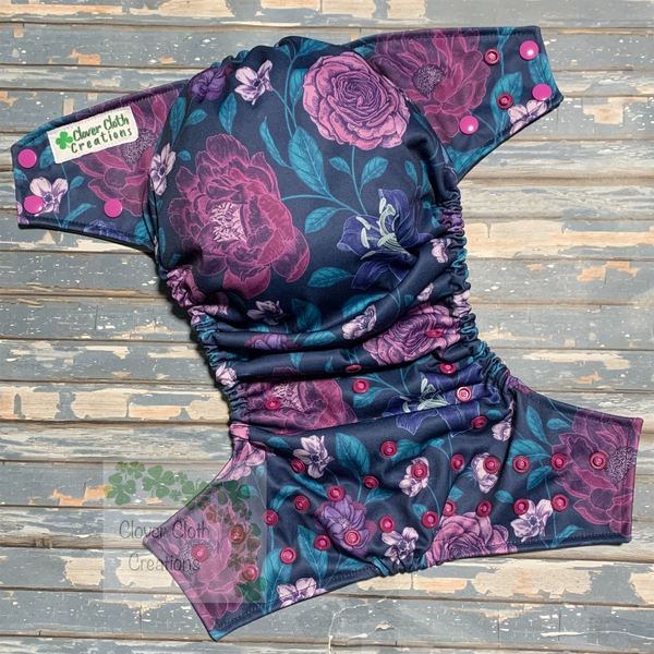 Purple Floral Cloth Diaper - Made to Order