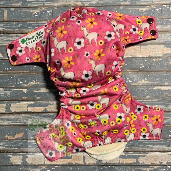 Pink Llamas Cloth Diaper - Made to Order
