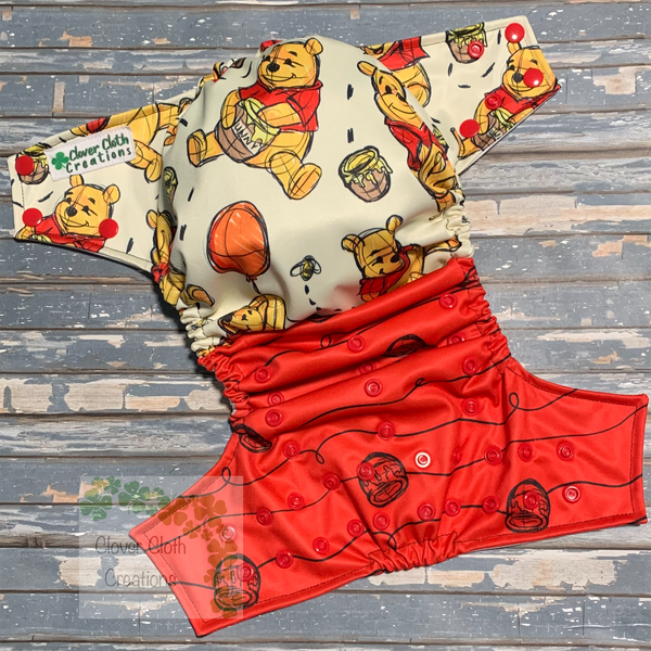 Pooh Honey Pots Cloth Diaper - Made to Order