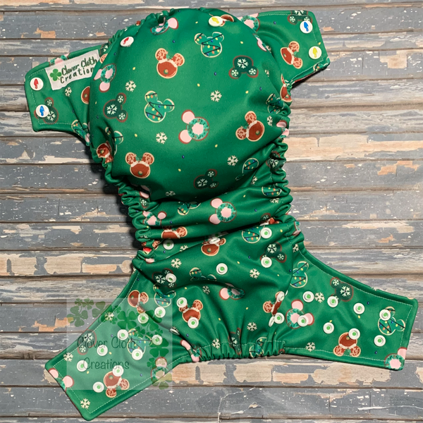 Green Mouse Cookie Cloth Diaper - Made to Order