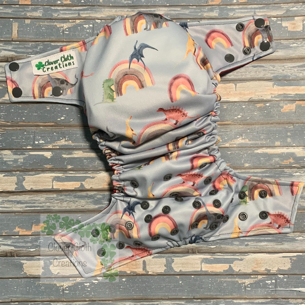Dino Rainbows Cloth Diaper - Made to Order