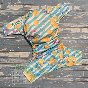 You Are My Sunshine Stripe Cloth Diaper - Made to Order