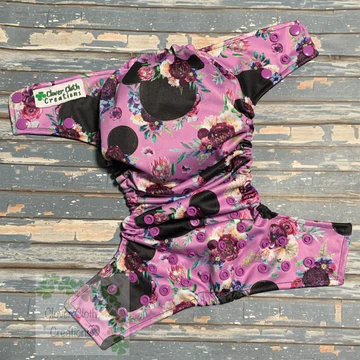 Purple Floral Mouse Cloth Diaper - Made to Order
