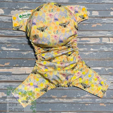 Floral Honeybees Cloth Diaper - Made to Order